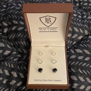 Blac Label Heritage Silver and Black Men's Stud Set